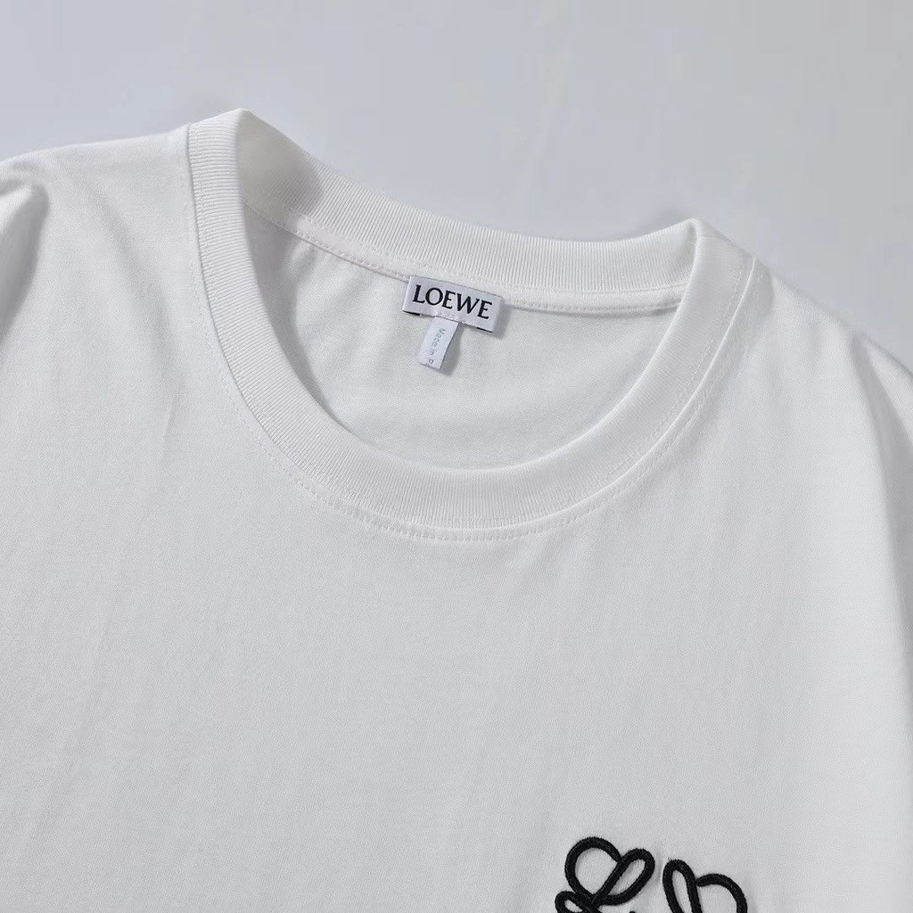 Loewe Men's and Women's Solid Color Embroidered Logo Print Round Neck Cotton Short Sleeve T-Shirt #77814