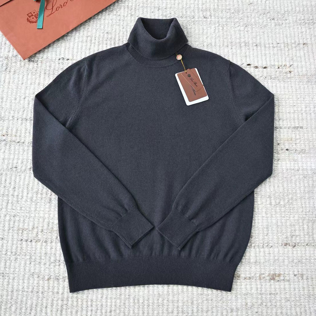 Loro Piana Men's Dolcevita Classic High-Neck Sweater Spring/Fall/Winter Solid-Color Long-Sleeve Cashmere Knit Ngvp #2721