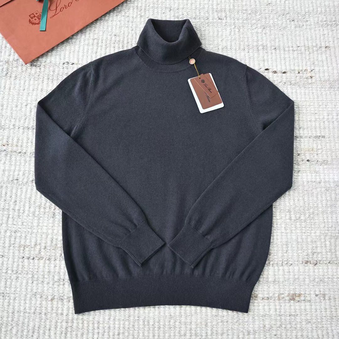 Loro Piana Men's Dolcevita Classic High-Neck Sweater Spring/Fall/Winter Solid-Color Long-Sleeve Cashmere Knit Ngvp #2721
