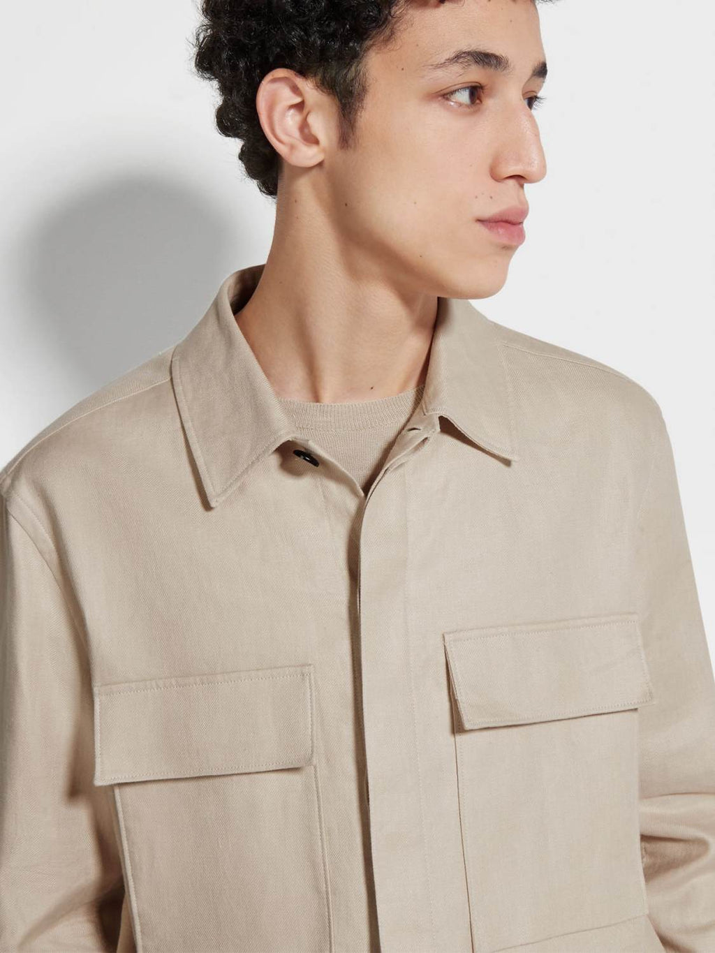 Ermenegildo Zegna Oasi Lino Shirt Jacket Men's Spring And Summer Lapel Single-breasted Pocket Temperament Shirt Simple Commuter Jacket Ngvp #1185