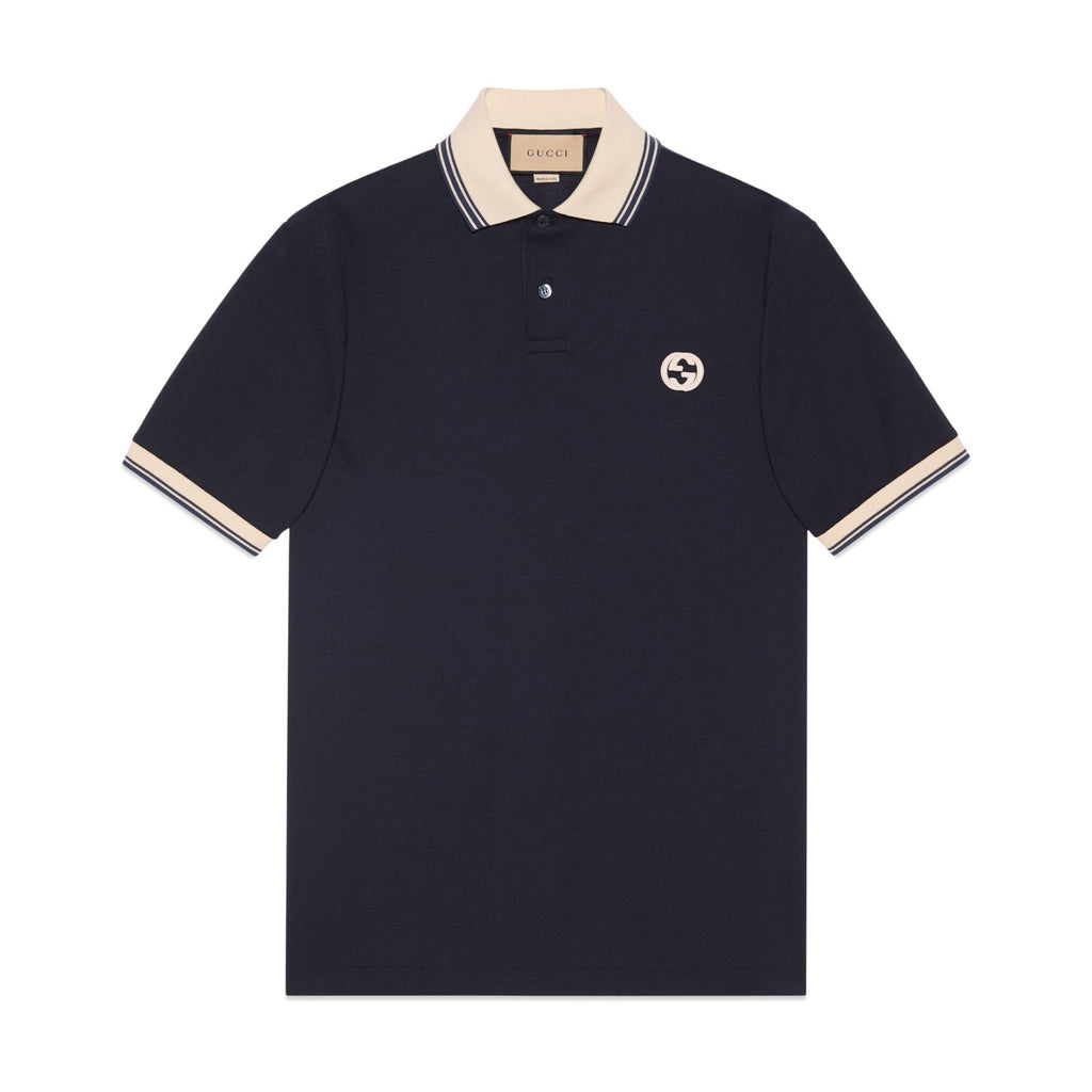 Gucci Men's Summer Colorblocked Stripe Trim Cotton Polo Neck Short Sleeve T-Shirt #98684