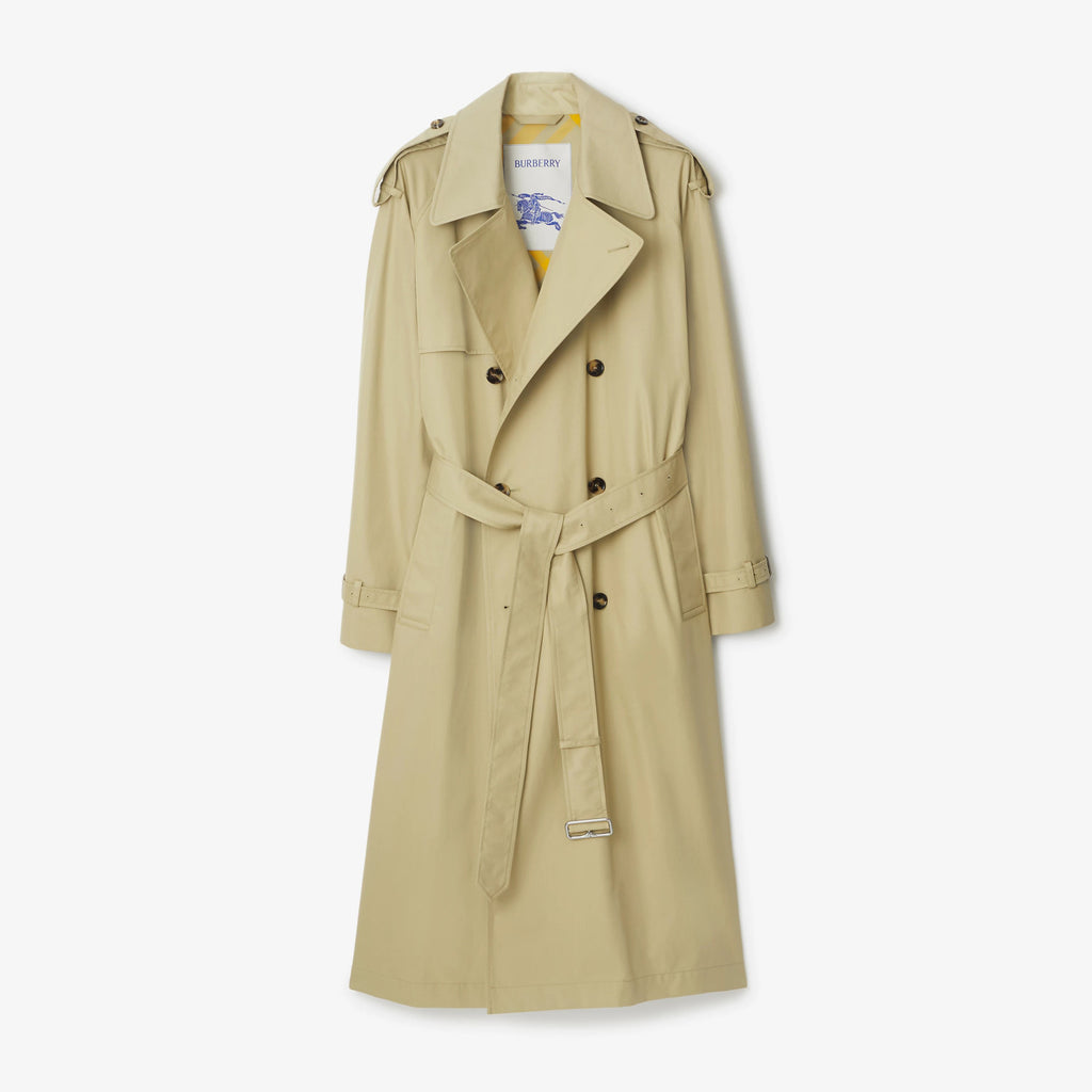 Burberry Men's Spring And Fall Solid Color Double Breasted Tie Waist Long Windbreaker Coat Jacket #98782
