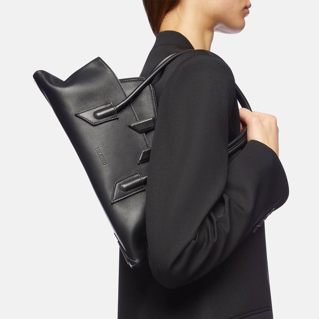 The Attico ''la Passeggiata Small'' Black Top Handle Women's Spring And Summer Fashion Shaped Clutch Bag Underarm Bag Fashion Design Modern Bags Ngvp #1721