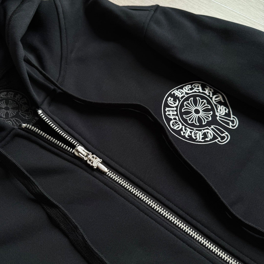 Chrome Hearts 925 Sterling Silver Hardware Classic Horseshoe City Limited Zipper Sweatshirt #333192