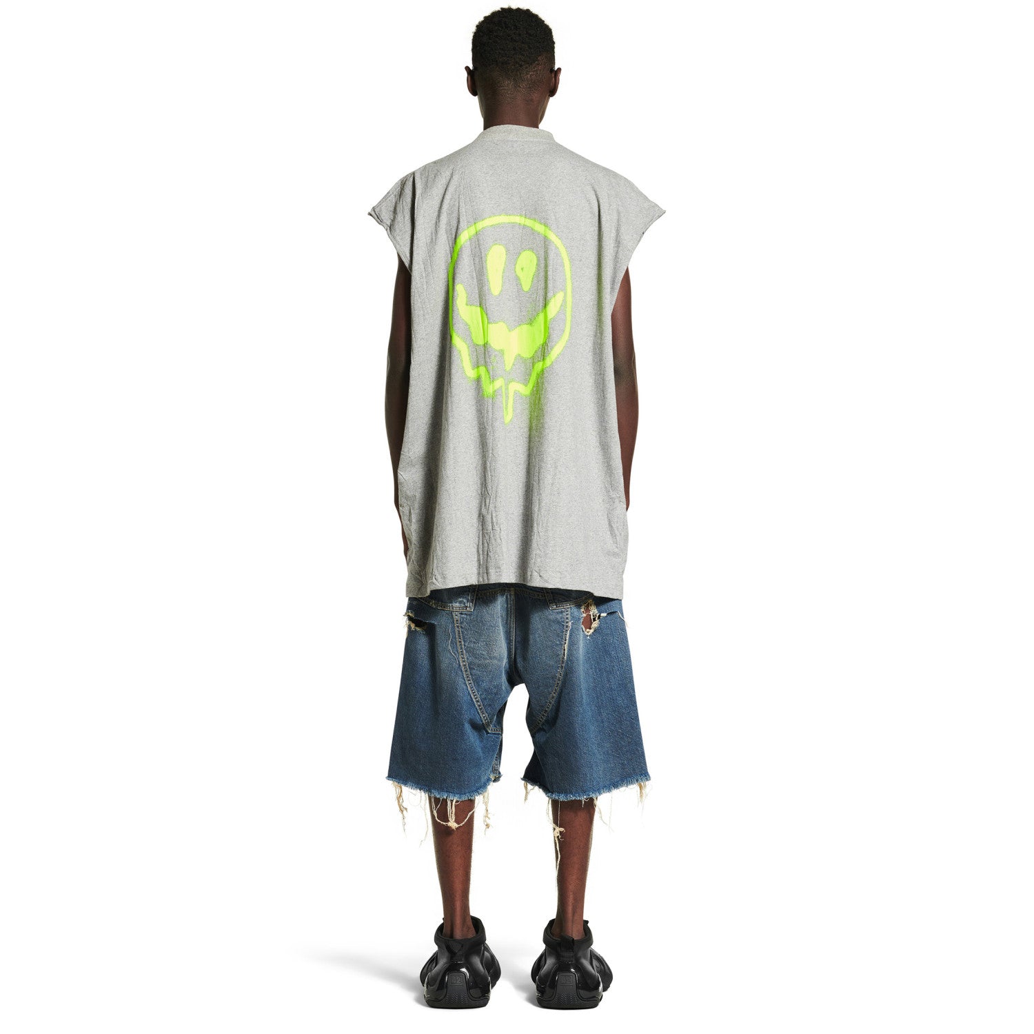Balenciaga Hi There + Dripley Sleeveless T-shirt Men's Summer Gray Round Neck Vest Fashion High Street Trend Loose T-Shirt Top Ngvp #1642