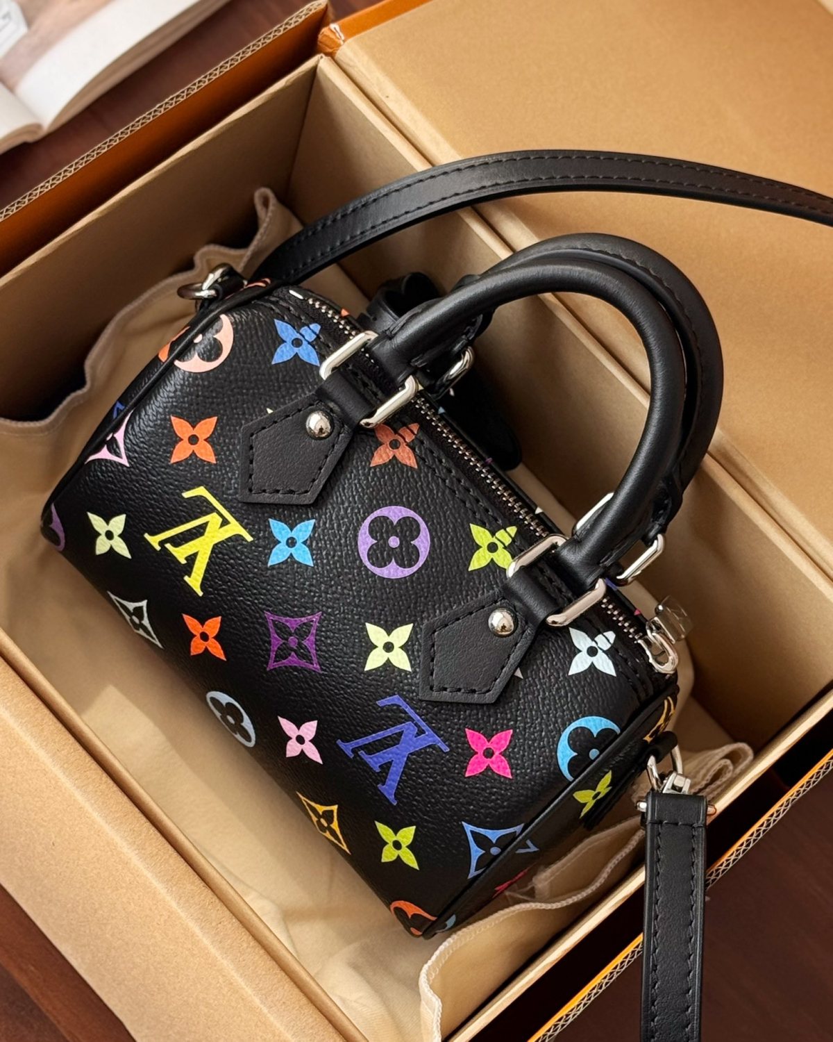 Louis Vuitton LV x TM Nano Speedy Women's Colorful Monogrammed Canvas Leather Tote Shoulder Bag Bags #76129