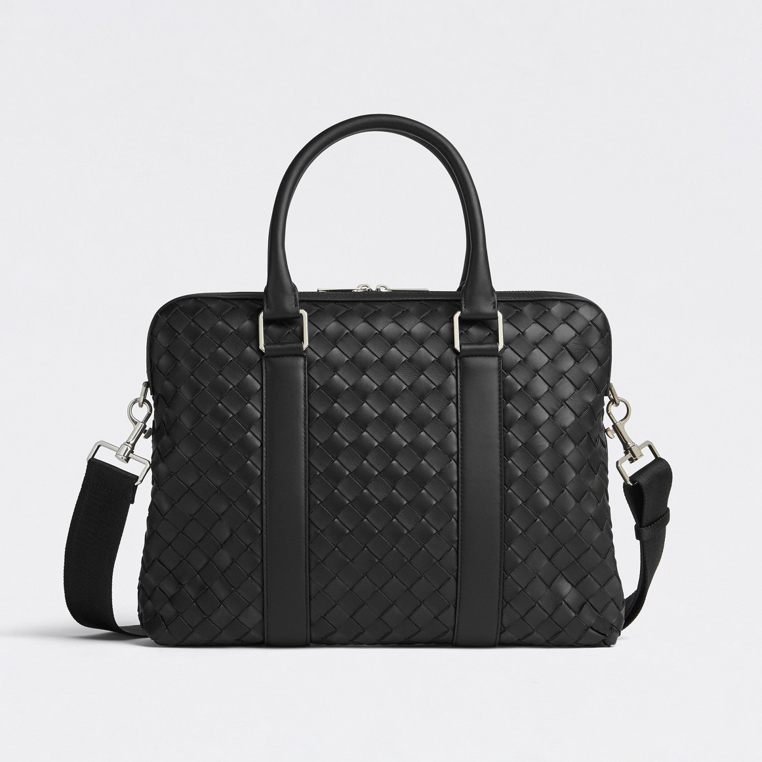 Bottega Veneta Intrecciato Men's Solid Color Adjustable Detachable Shoulder Strap Woven Calfskin Briefcase Handbag Bag Bags #77473