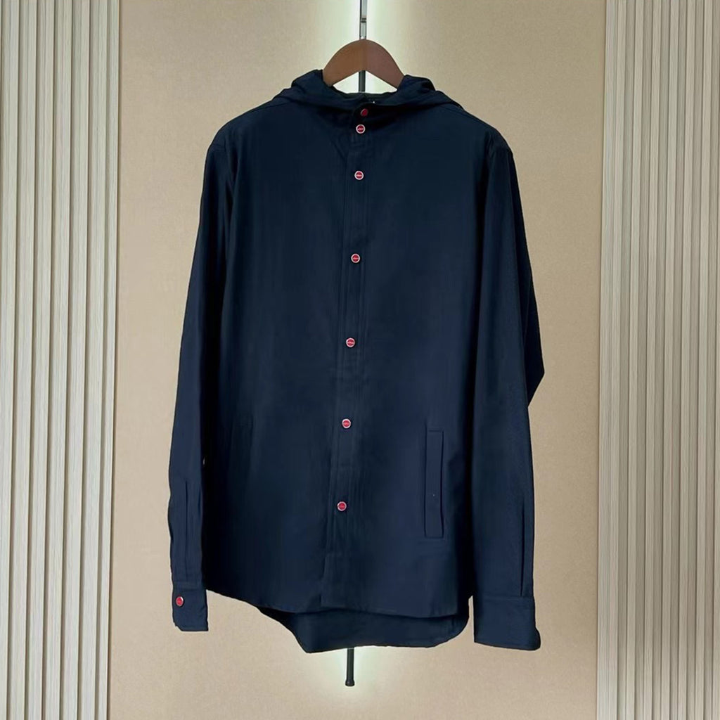 Kiton Men's Spring And Fall Retro Plaid Hooded Shirt Long-sleeved Lapel Buttons Fashion Casual Denim Cotton Shirt Ngvp #8879