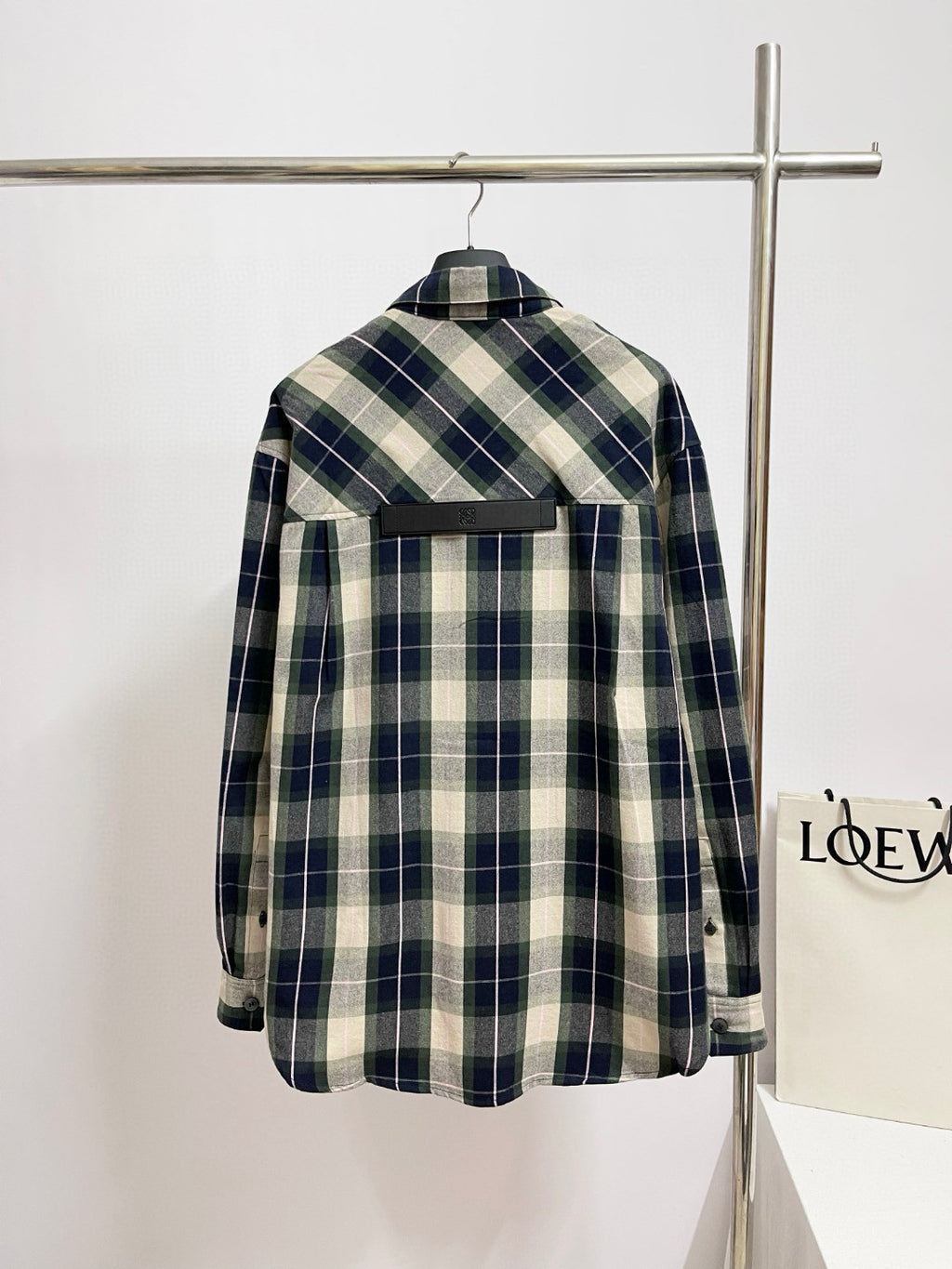 Loewe Men's And Women's Spring/Fall Fashion Casual Checkered Collared Single Breasted Long Sleeve Shirt #78827