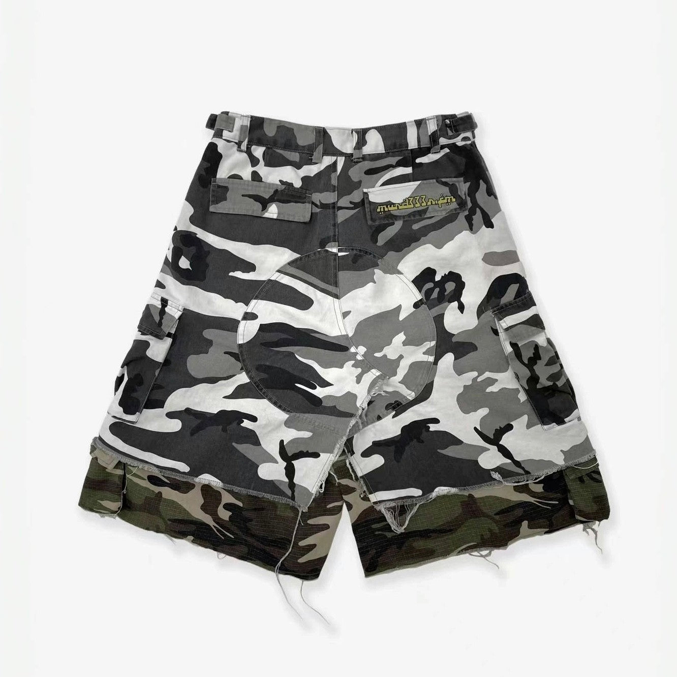 GRAILZ Project G/R Men's Summer Double Layer Camouflage Destruction Splicing Shorts Loose Do-Over Five Pants Ngvp #1919
