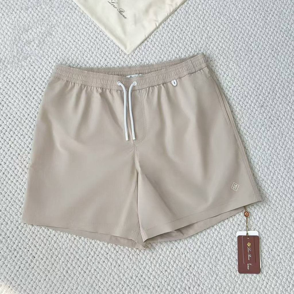 Loro Piana Men's Summer Solid Color Elastic Waist Tie Casual Comfortable Shorts #75521