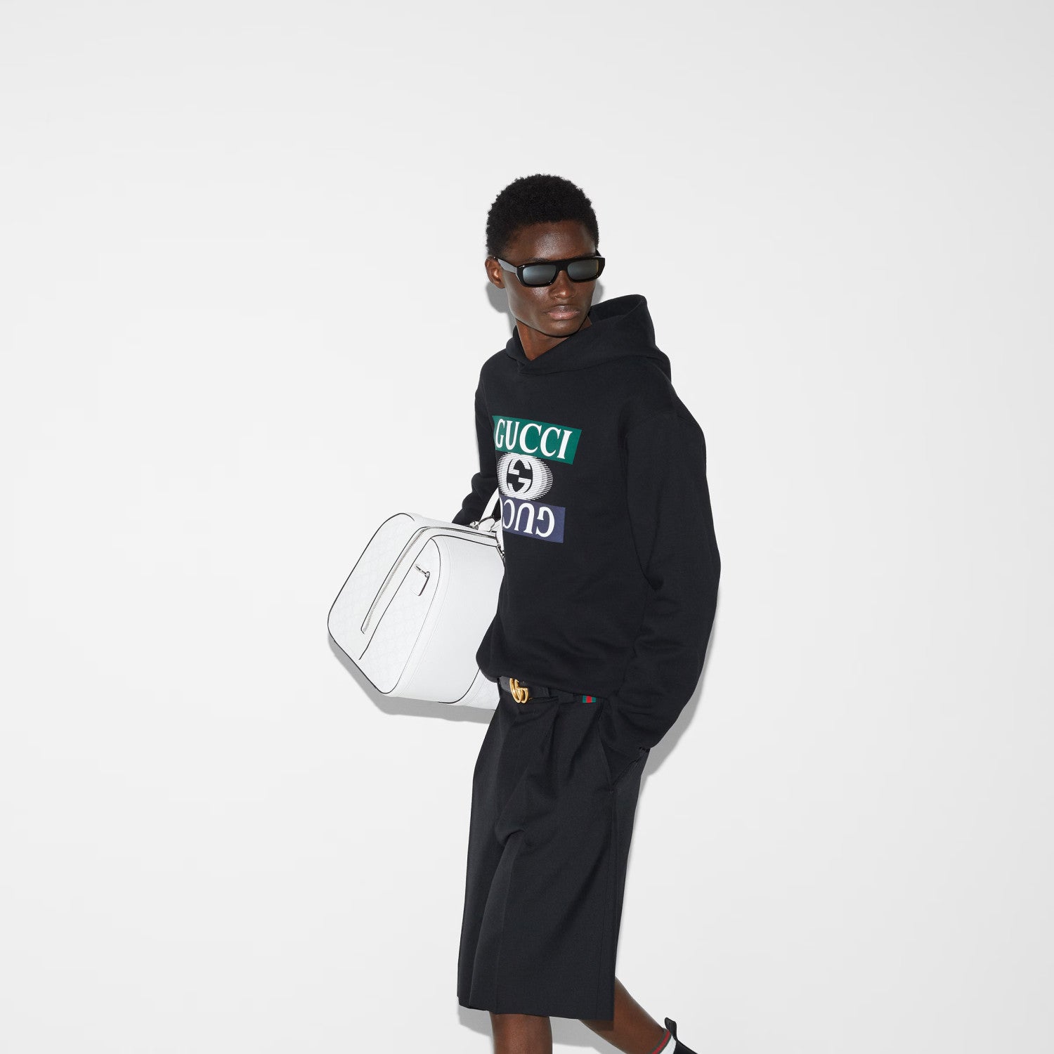 Gucci Cotton Jersey Hooded Sweatshirt Men'S Spring Autumn Fashion Pullover Hoodie Black Logo Print Hooded Sweatshirt #81152