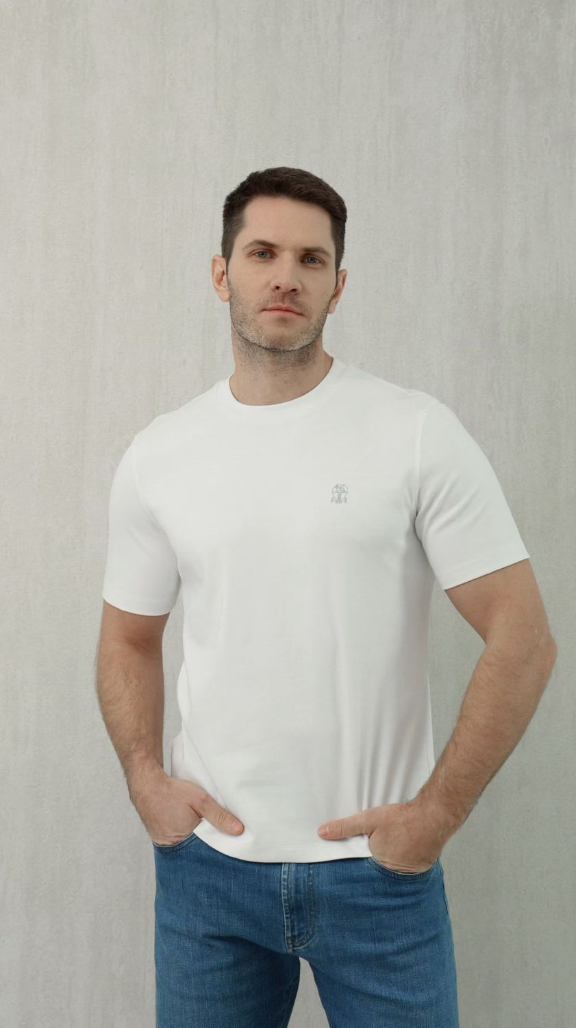 Brunello Cucinelli Cotton Jersey Slim Fit Crew Neck T-shirt With Logo #376925