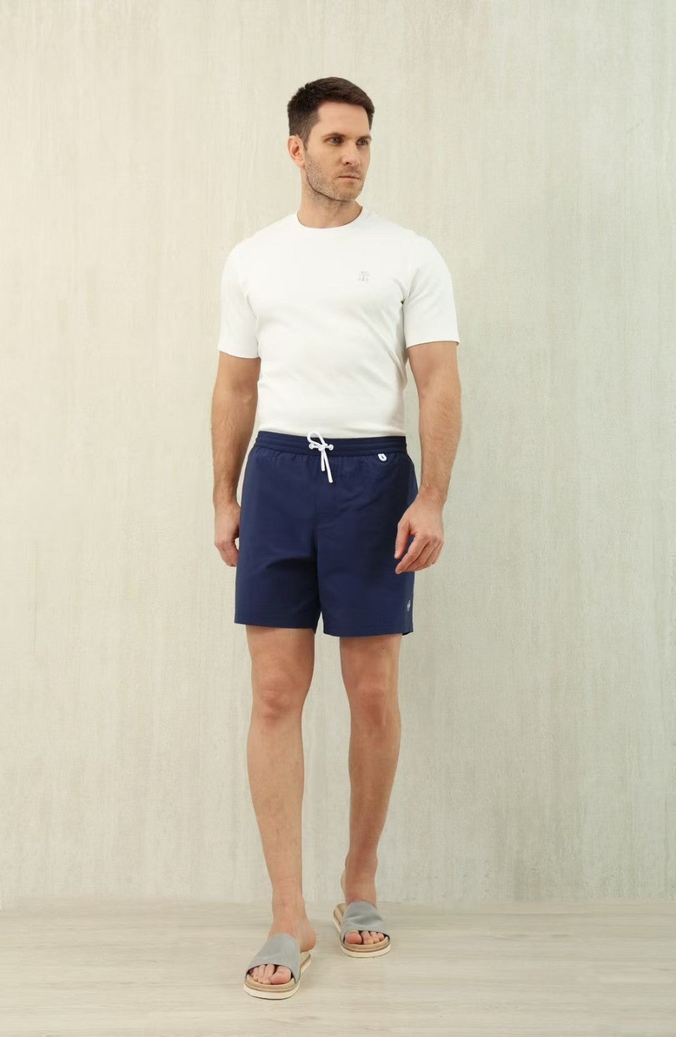 Loro Piana Men's Summer Letter Solid Color Mid Waist Tie Straight Bay Swim Shorts Ngvp #9959