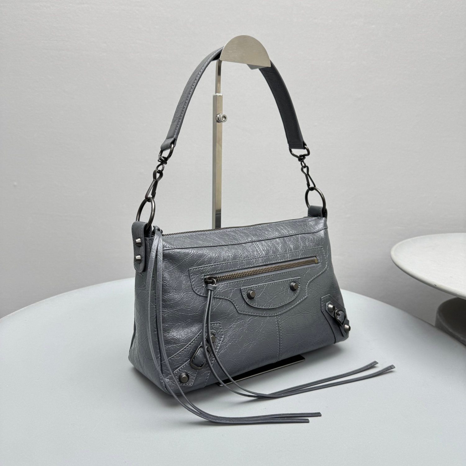 Balenciaga LE CITY MOTO Men's And Women's Fashion Classic Solid Color Zipper Closure Leather Adjustable Strap Shoulder Bag Crossbody Bag Motorcycle Bag Bags 8461882AB6Z1251 #79567
