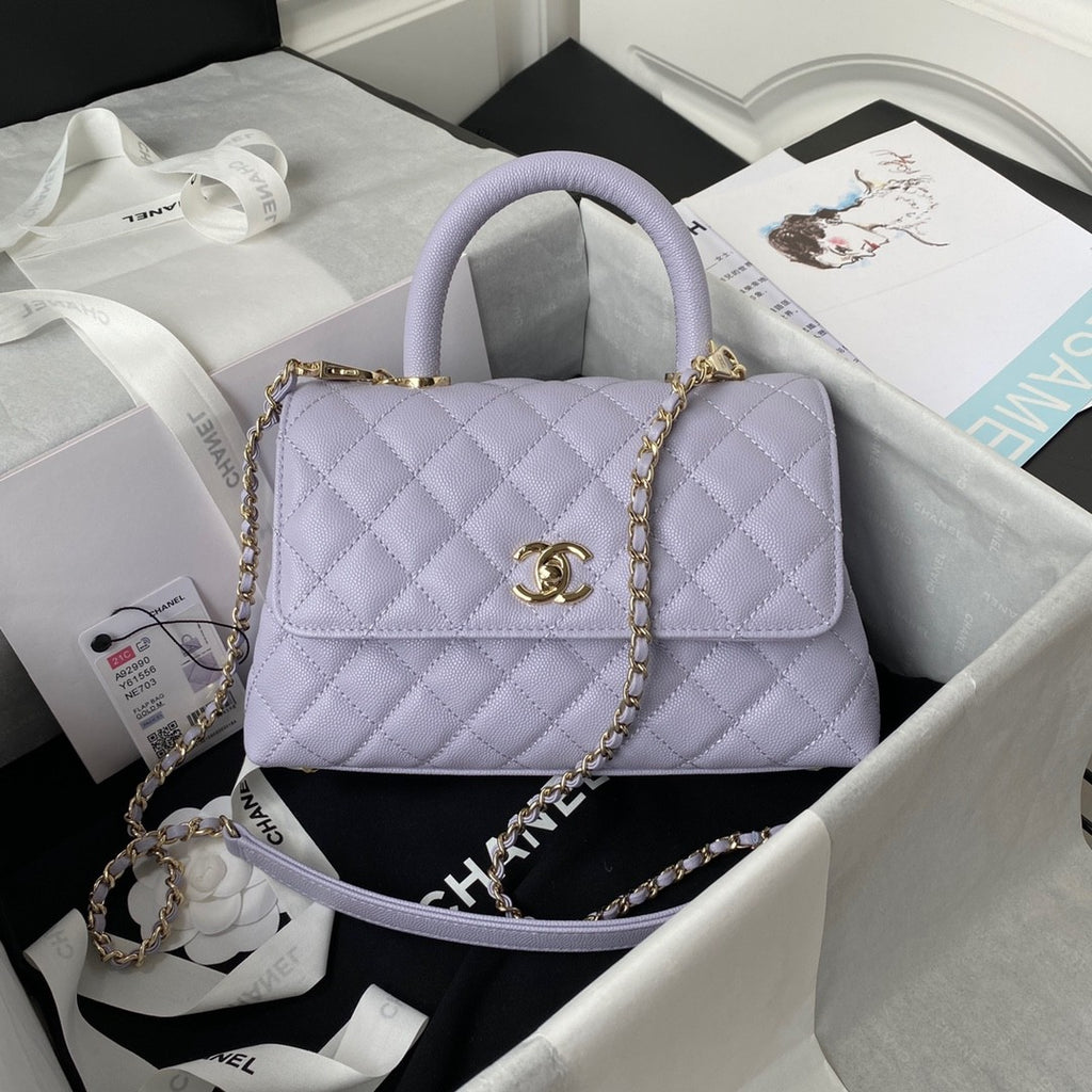 Chanel COCO Handle 23/28 Classic Logo Black Gold Leather Caviar Chain Shoulder Crossbody Mini Small Medium Women's Spring Summer Black Bag Bags #81954A