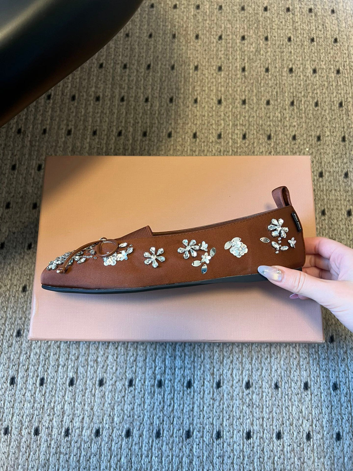 Miumiu Rhinestone Ballet Flats #336871