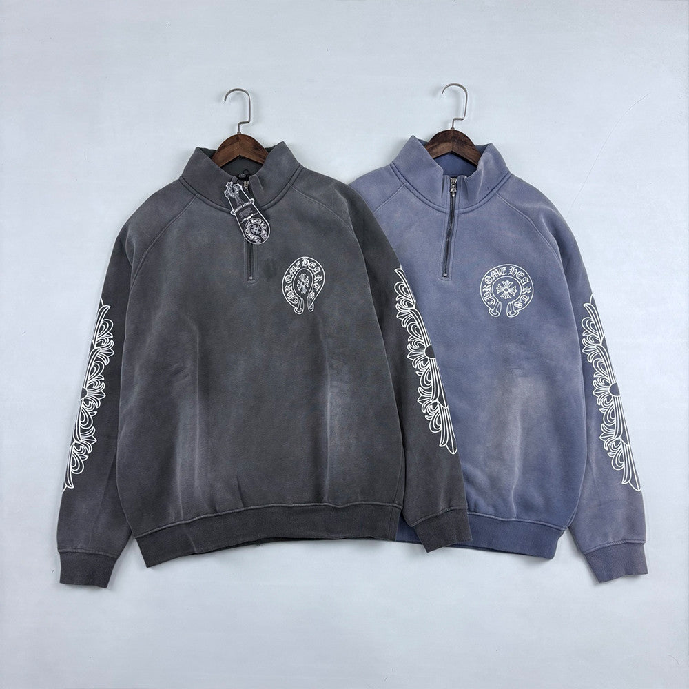 Chrome Hearts Half Zipper Sweatshirt Couple Style Pure Cotton #333458