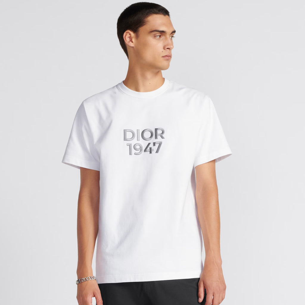 Dior Men's Summer Embroidered Logo Solid Color Round Neck Cotton Short Sleeve T-Shirt #97978
