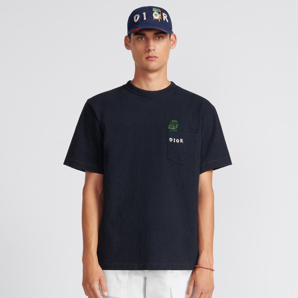 Dior Men's Summer Chest Embroidery Logo Cotton Round Neck Short Sleeve T-Shirt #97849