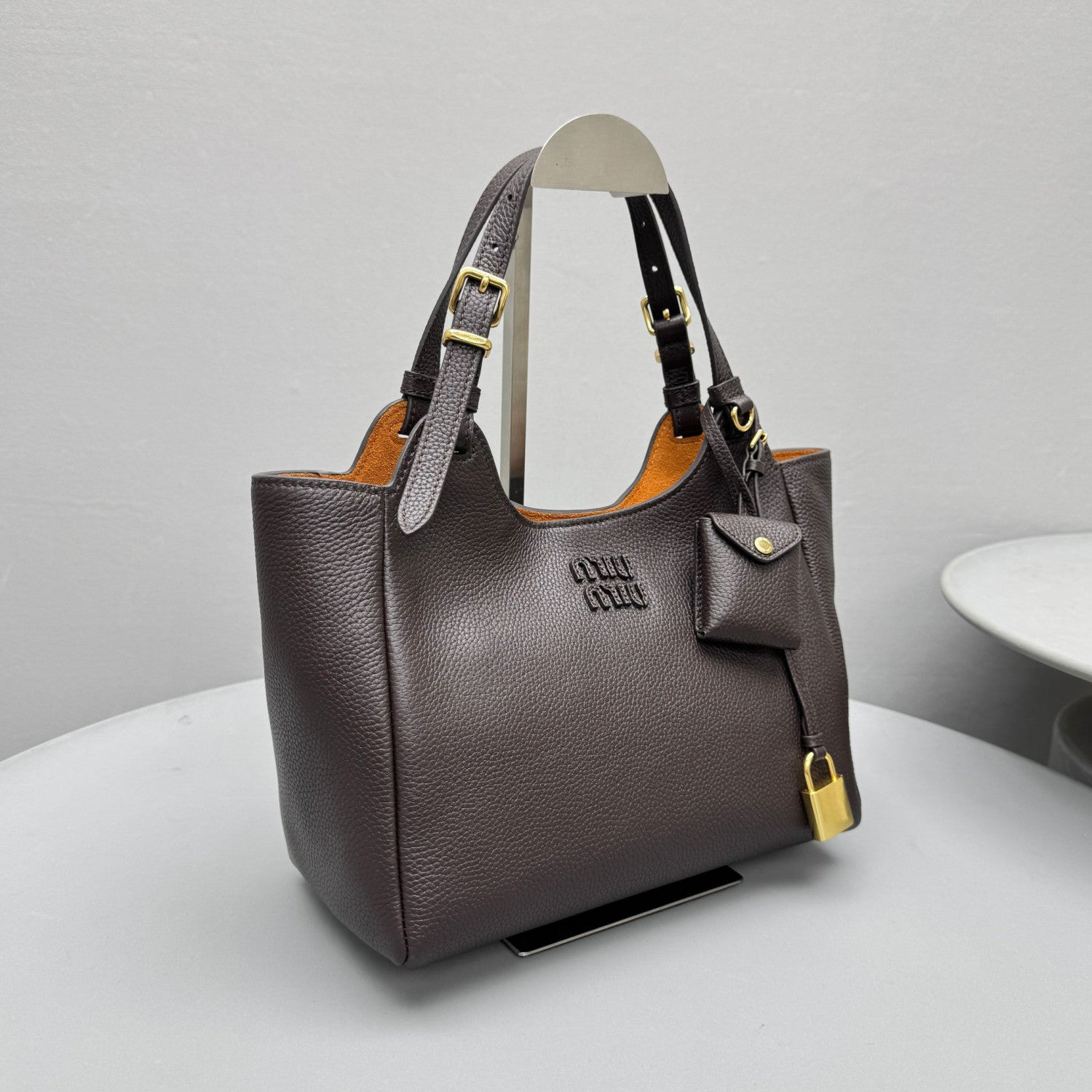 MiuMiu Women's Fashion Classic Solid Color Grain Leather Logo Handbag Shoulder Bag Bags 5BA304_2IFL_F0ZKS #79515