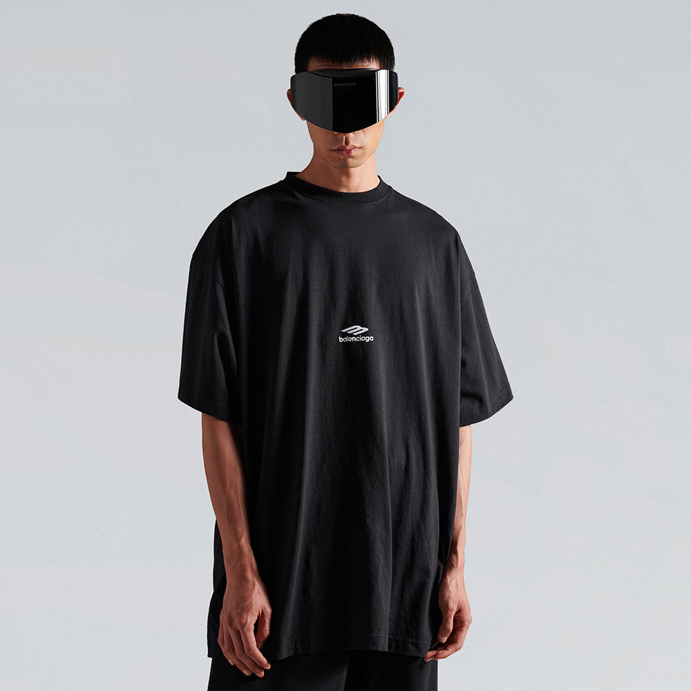 Balenciaga 3b Sports Icon Oversized T-shirt Light Marine Blue White #335833