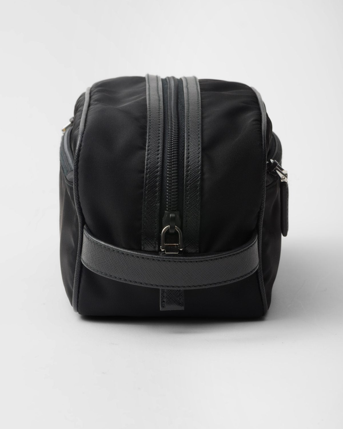 PRADA New Regenerated Nylon Enameled Triangle Logo Saffiano Leather Travel Storage Bag Toiletry Bag #332316