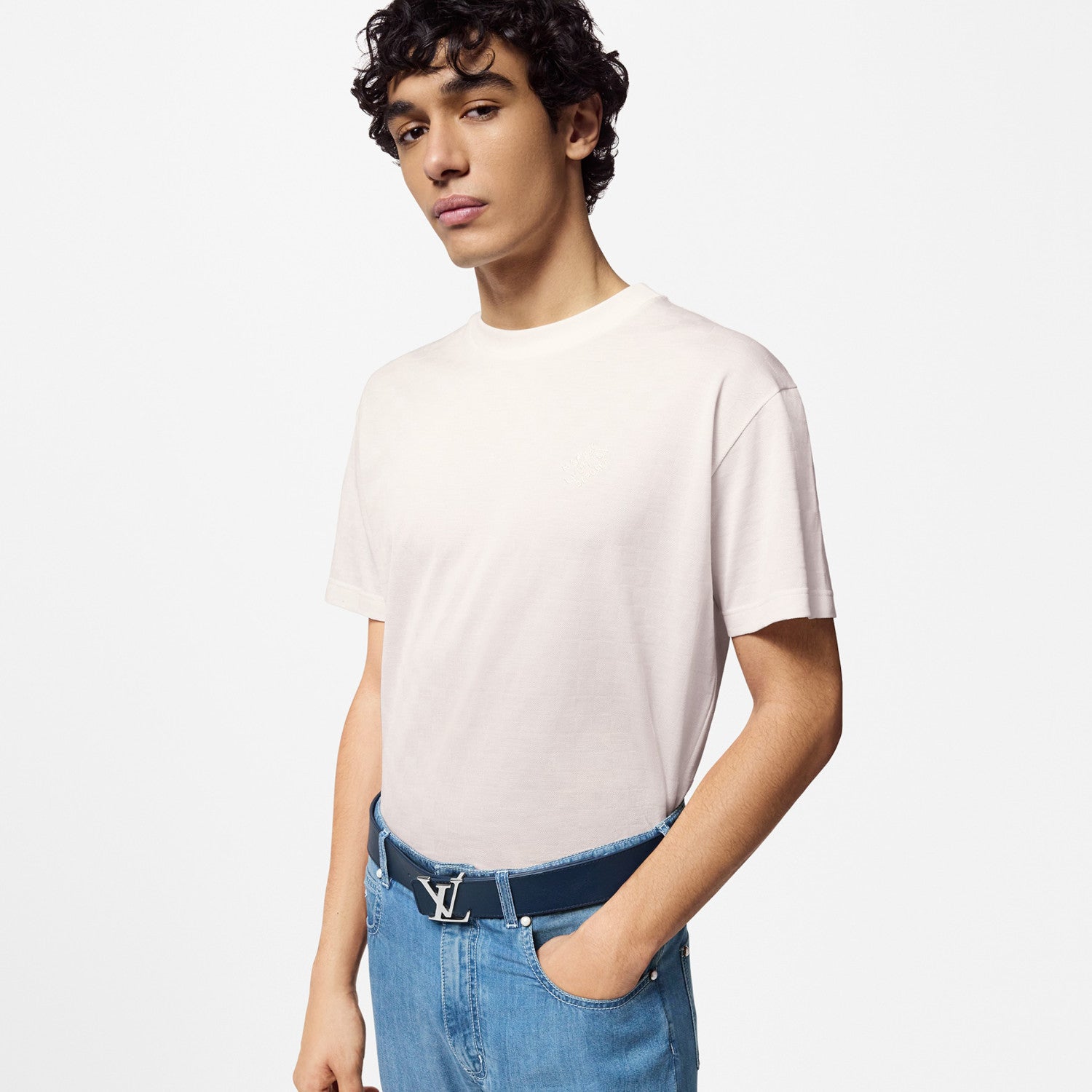 Louis Vuitton Men's Summer Solid Color Embroidered Letter Logo Round Neck Cotton Short Sleeve T-Shirt #99765