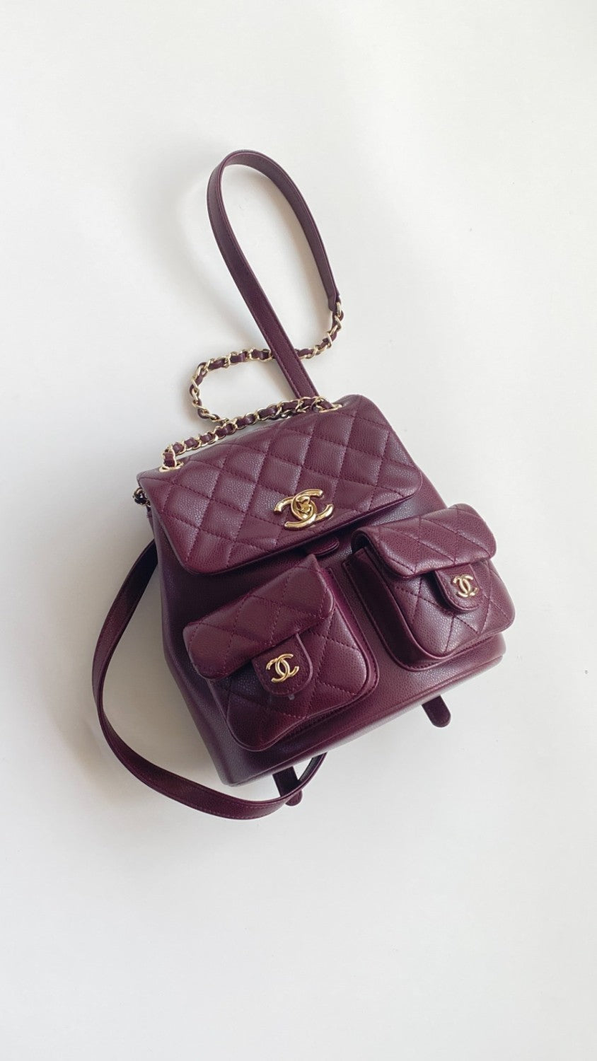 Chanel Women's Duma Bordeaux Red Leather Frog Large Backpack #332640