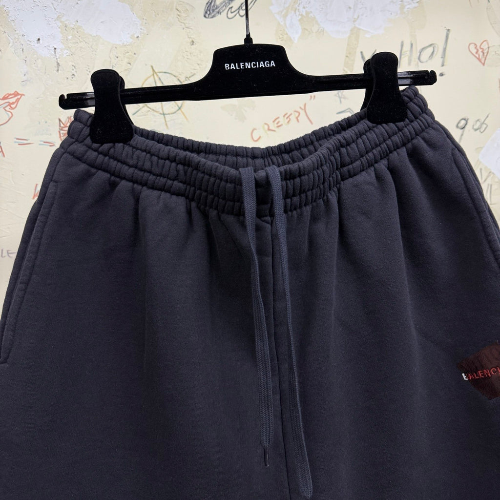 Balenciaga Men's Summer Solid Colour Tape Covered Embroidered Logo Cotton Sports Shorts #77122