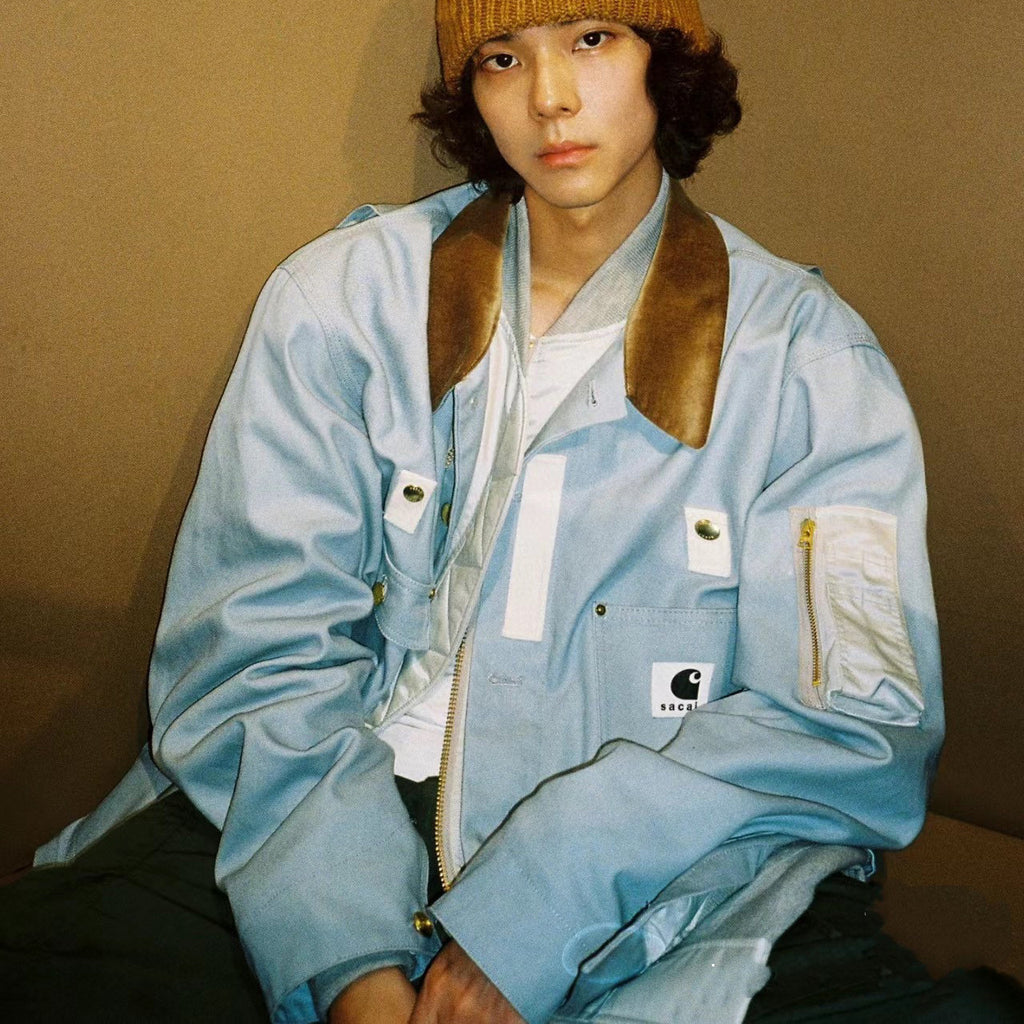 Sacai Carhartt WIP Canvas x MA-1 Jacket Michigan Men's Fall And Winter Loose Casual Fake Two Pieces Splicing Jacket #96979