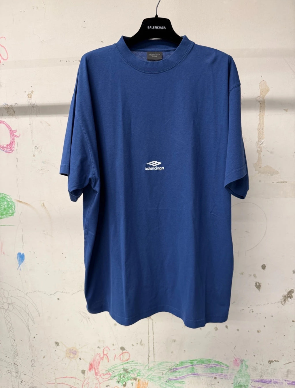 Balenciaga 3b Sports Icon Oversized T-shirt Light Marine Blue White #335833