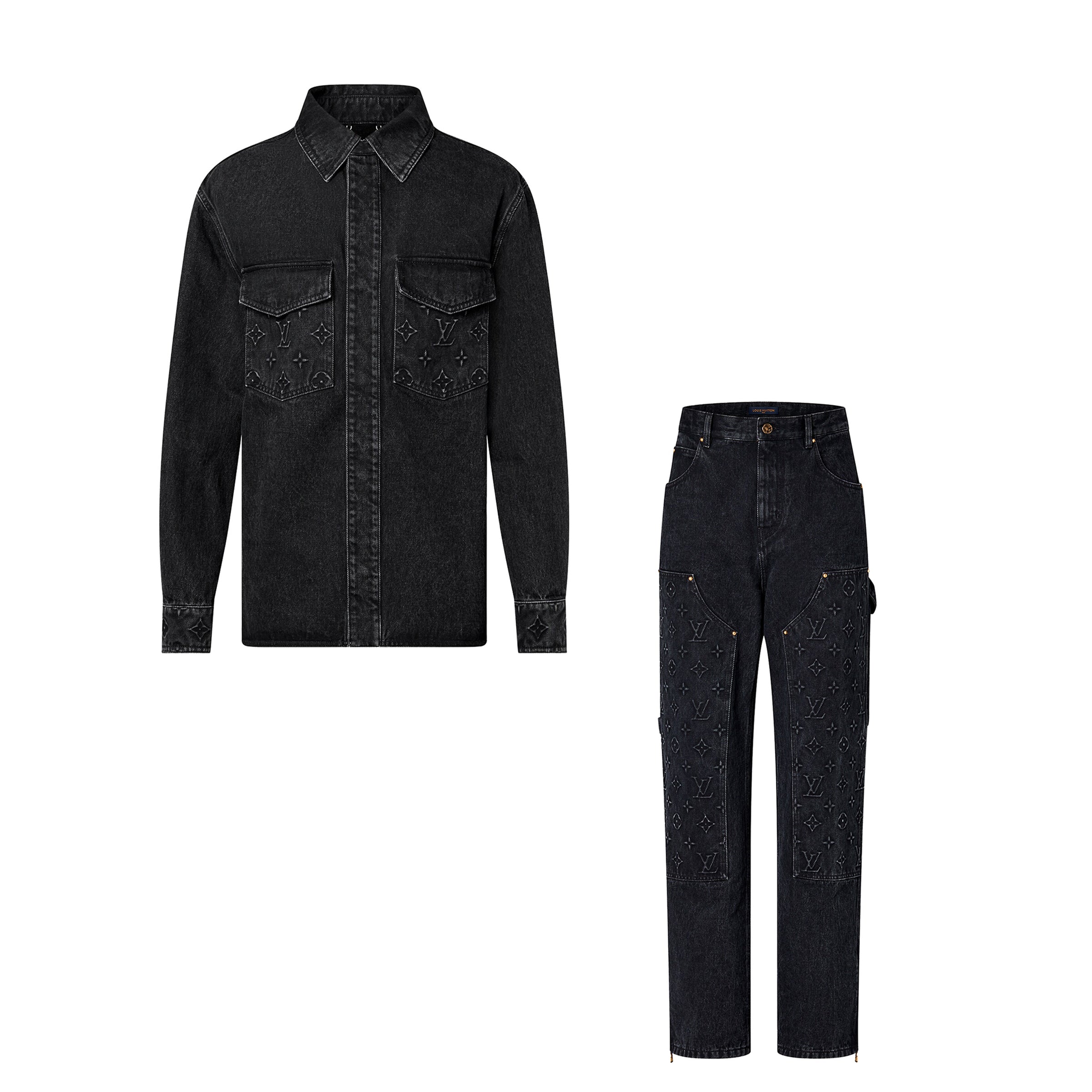 Louis Vuitton Denim Buckle Up Jacket And Pants Set #22157