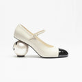 Chanel Women's Spring/fall Classic Two-tone Leather Low-top Round Toe Mary Jane Heels With Pearl Embellished Heels High Heels Shoes #79356