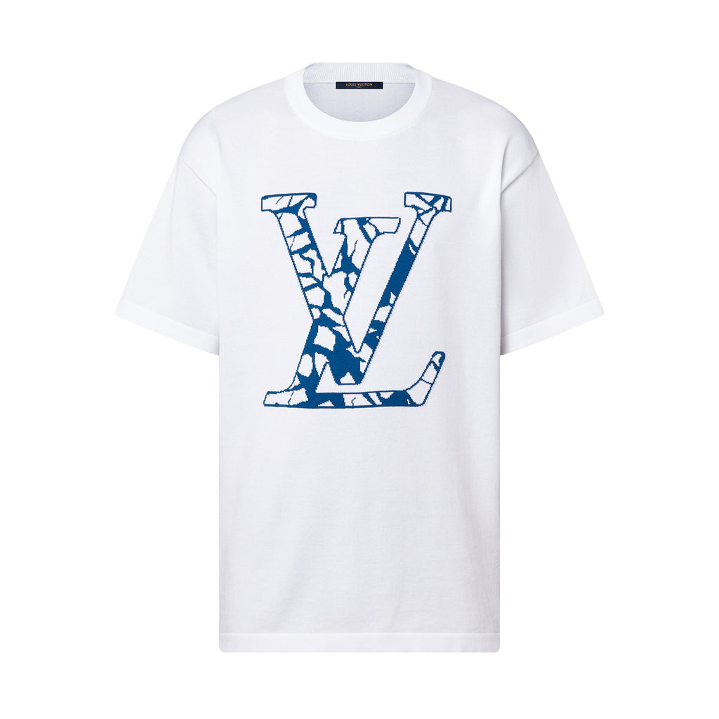 Louis Vuitton Men's Summer Logo Letter Print White Cotton Short Sleeve Fitted Straight T-Shirt #97965