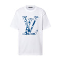 Louis Vuitton Men's Summer Logo Letter Print White Cotton Short Sleeve Fitted Straight T-Shirt #97965