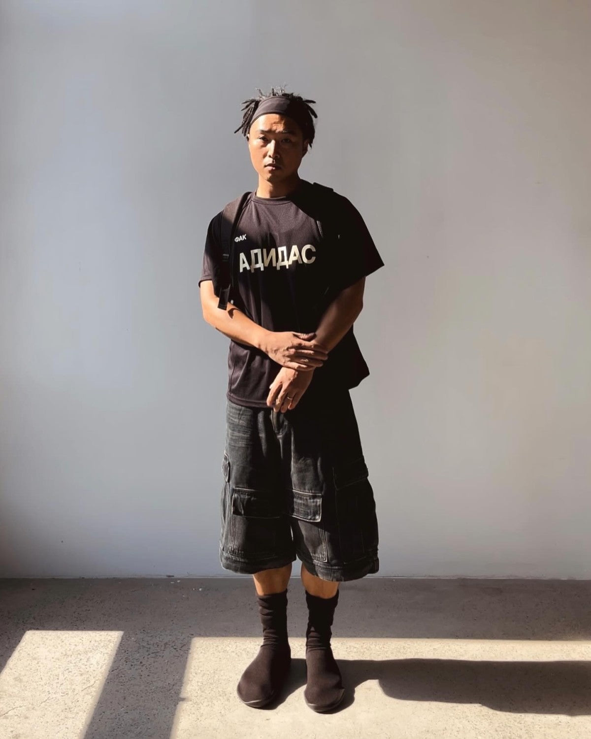 Yeezy X Gosha Men's Spring Summer Kanye Russian Black High Street Trend Round Neck Short Sleeve Top Mesh Quick Dry T-shirt Ngvp #1872