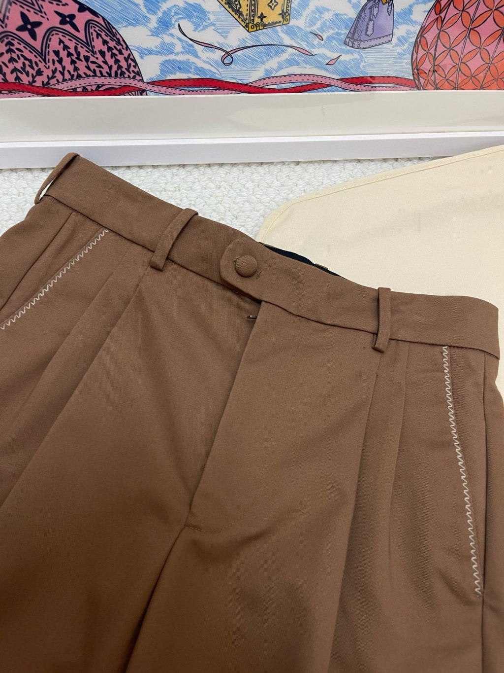 Louis Vuitton Men's Spring & Autumn Solid Color Button Mid Waist Straight Leg Casual Pants #75527