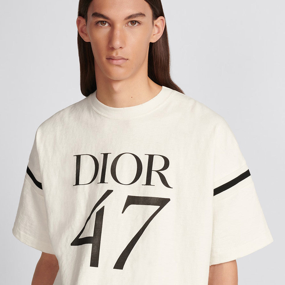Dior Men's Summer Solid Color Letter Print Round Neck Loose Cotton Short Sleeve T-Shirt #97768