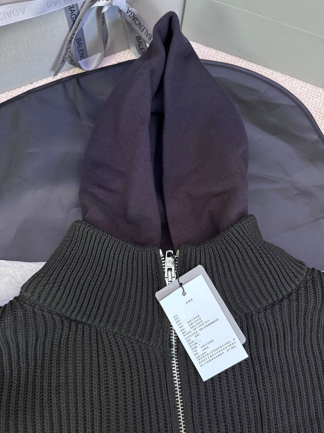 Balenciaga Men's Spring/Fall Fashion Hooded Zipper Knit Cardigan with Fake Two Piece Panel Design Cardigan #78736