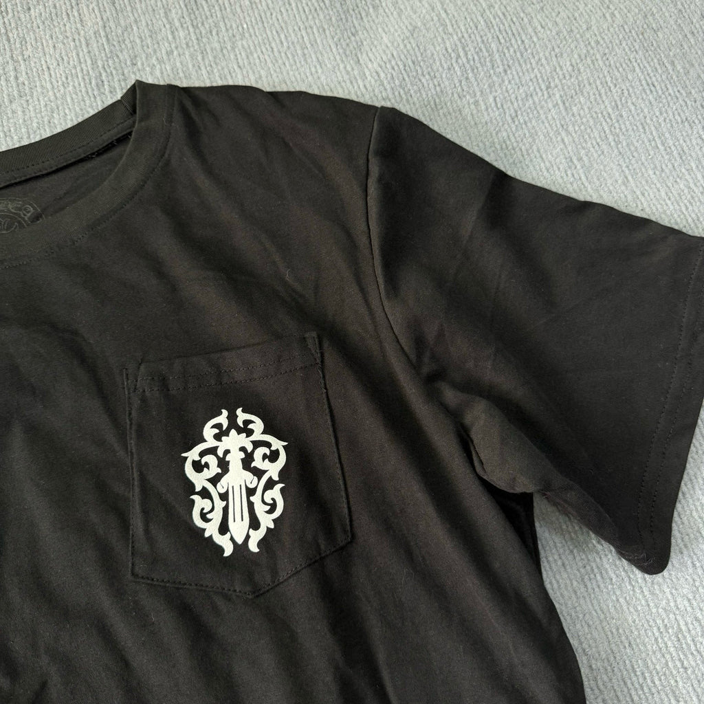 Chrome Hearts Men's Summer Solid Color Sanskrit Print Round Neck Cotton Short Sleeve T-Shirt #77172