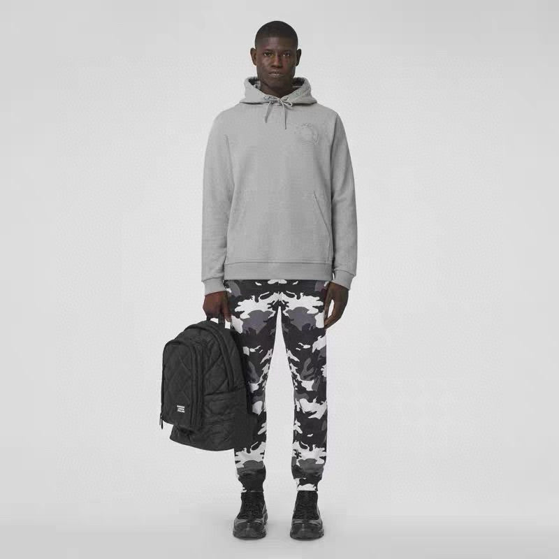 Burberry Men's Spring and Autumn Solid Color Letter Embroidery Casual Hooded Long Sleeve Sweatshirt Round Neck Pullover Sweatshirt Casual Lace-Up Pants Three Piece Set #74872