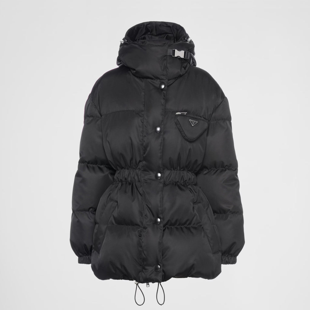 Prada Men's Winter Black Hooded Hooded Recycled Re-Nylon Puffer Down Coat Jacket #97298