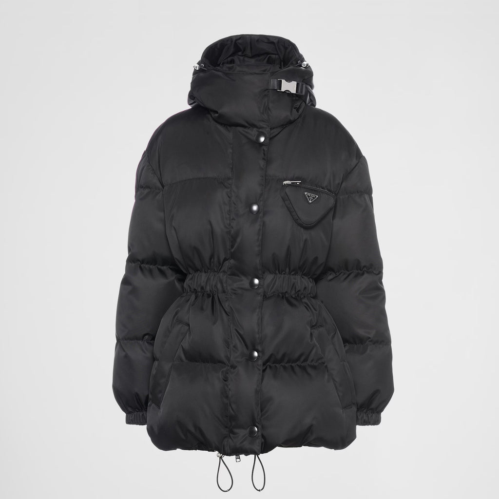 Prada Men's Winter Black Hooded Hooded Recycled Re-Nylon Puffer Down Coat Jacket #97298