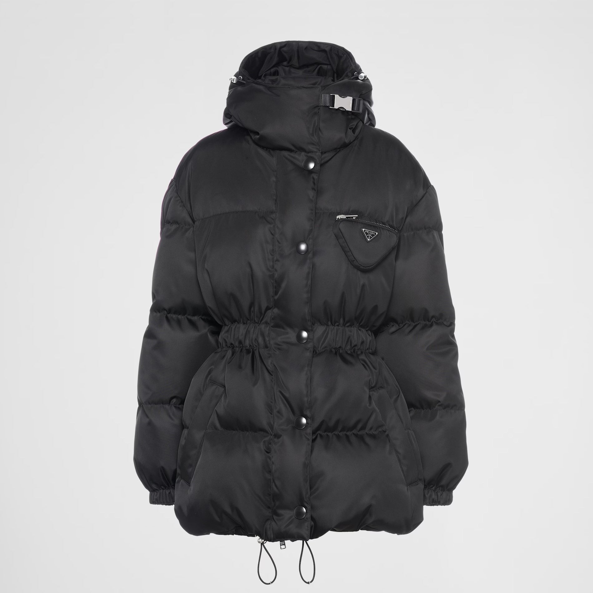 Prada Men's Winter Black Hooded Hooded Recycled Re-Nylon Puffer Down Coat Jacket #97298