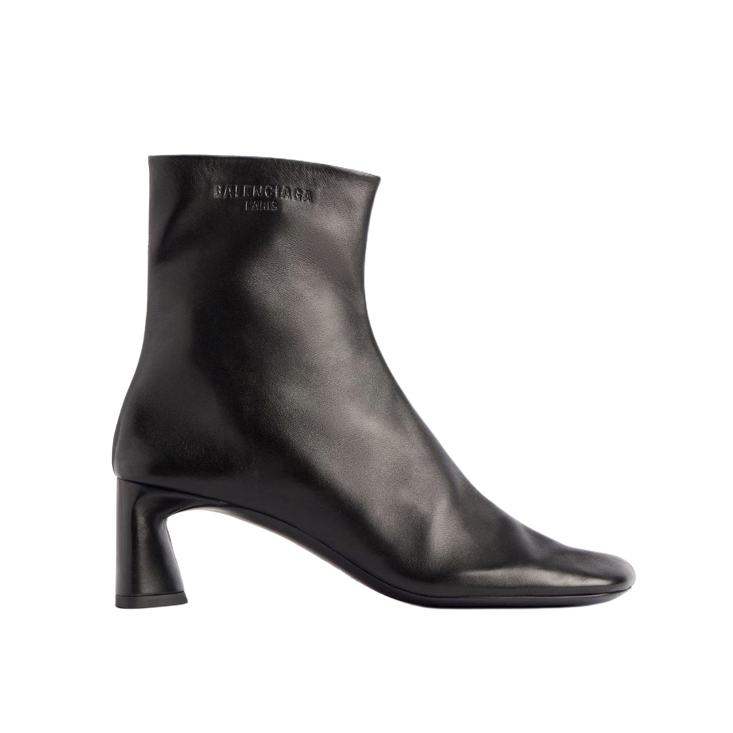 Balenciaga DUTY FREE Women's Solid Color Letter Print Cowhide Square Toe Chunky Heel Short Boots Shoes #77869