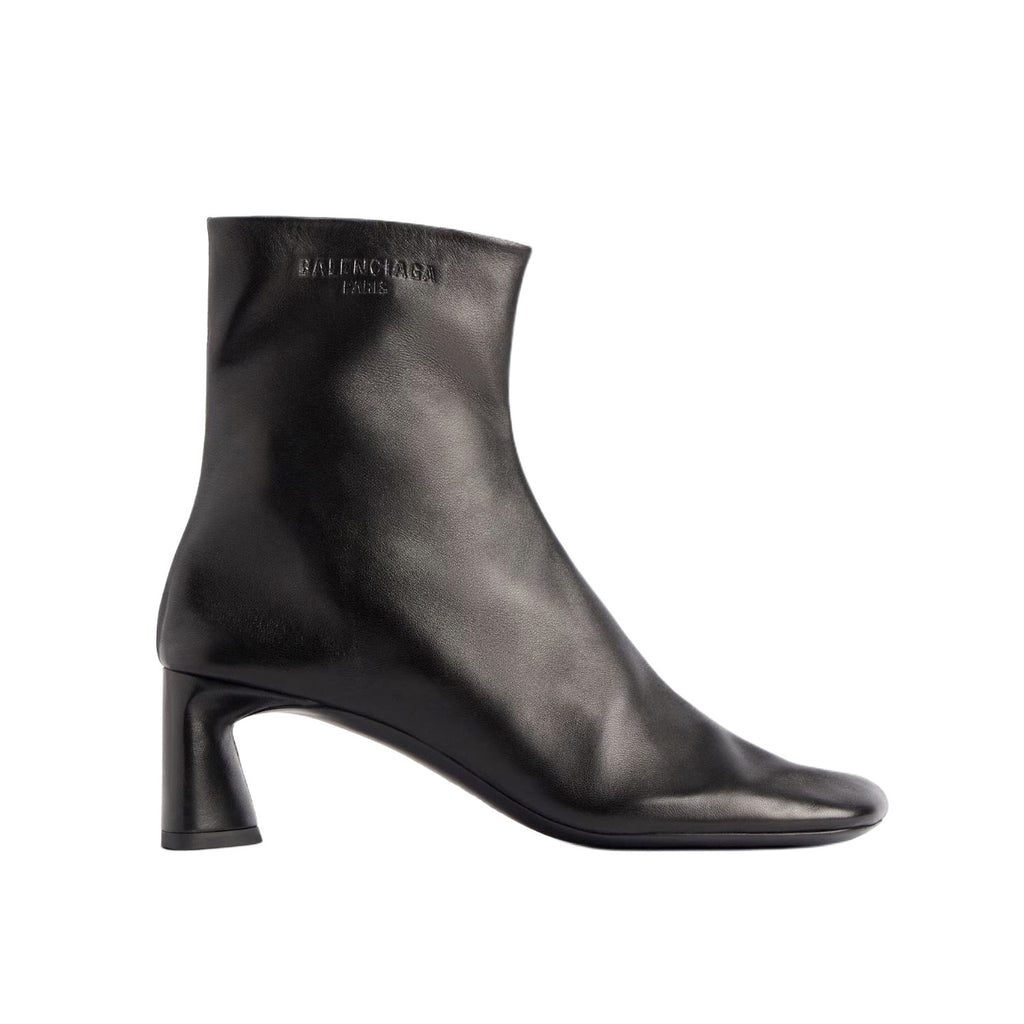 Balenciaga DUTY FREE Women's Solid Color Letter Print Cowhide Square Toe Chunky Heel Short Boots Shoes #77869