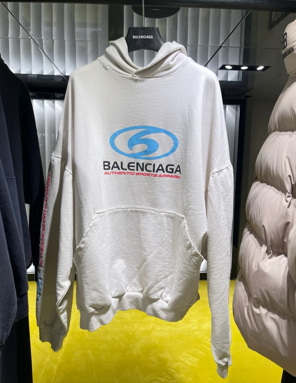 Balenciaga Men's Spring and Autumn Solid Color Letter Printed Hooded Pullover Long Sleeve Sweatshirt #73249