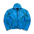 Balenciaga Men's Spring And Fall Fashion Zipper Blue Cowhide Hooded Long Sleeve Loose Biker Jacket Ngvp #8581