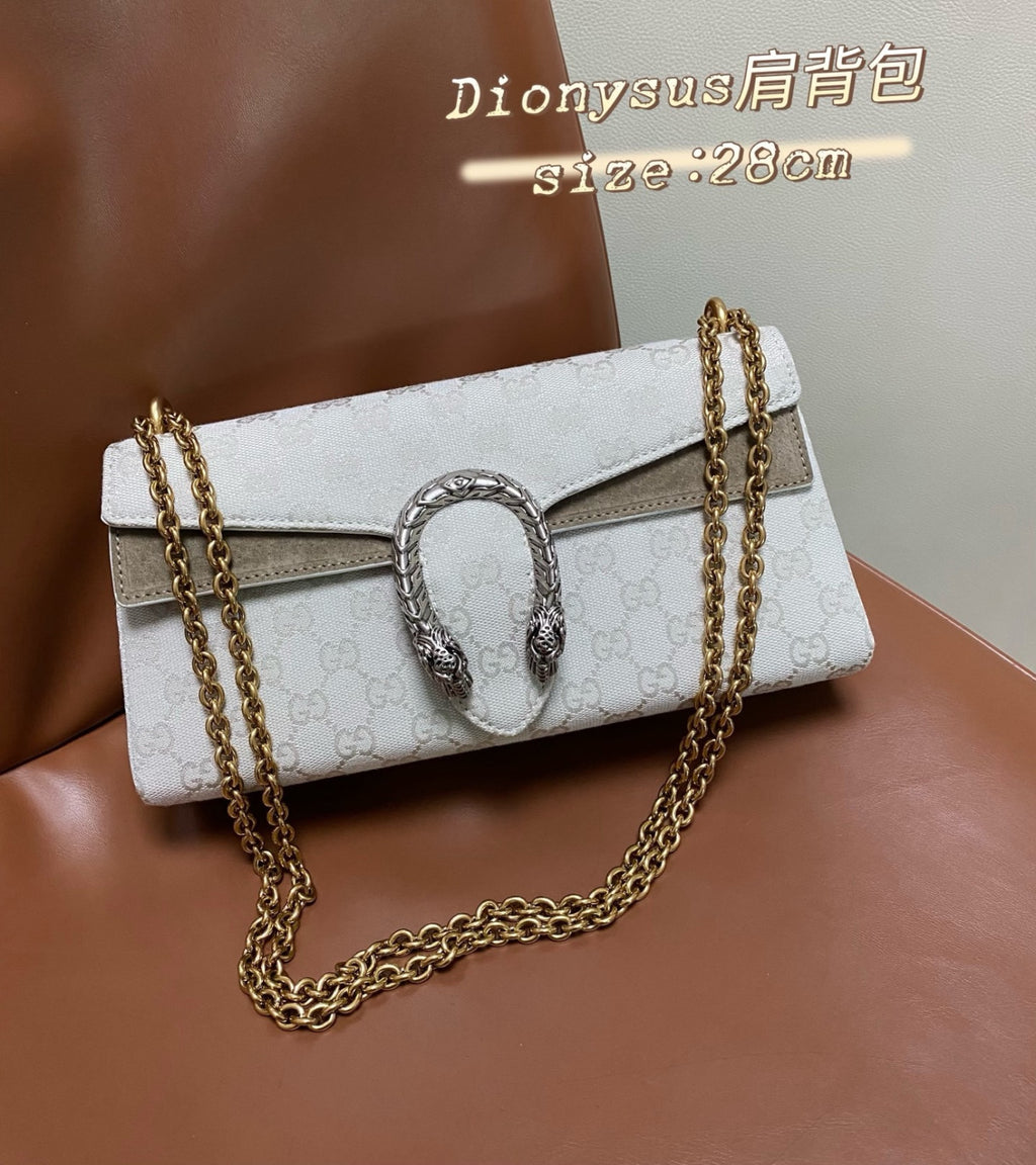 GUCCI Dionysus Medium Shoulder Bag GG Canvas #383686
